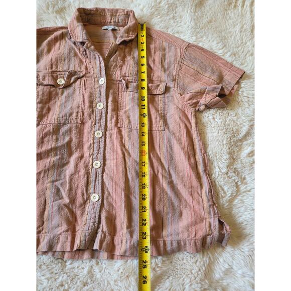 Madewell Linen Button down Short Sleeve Camp Shirt Womens Medium - Picture 5 of 6